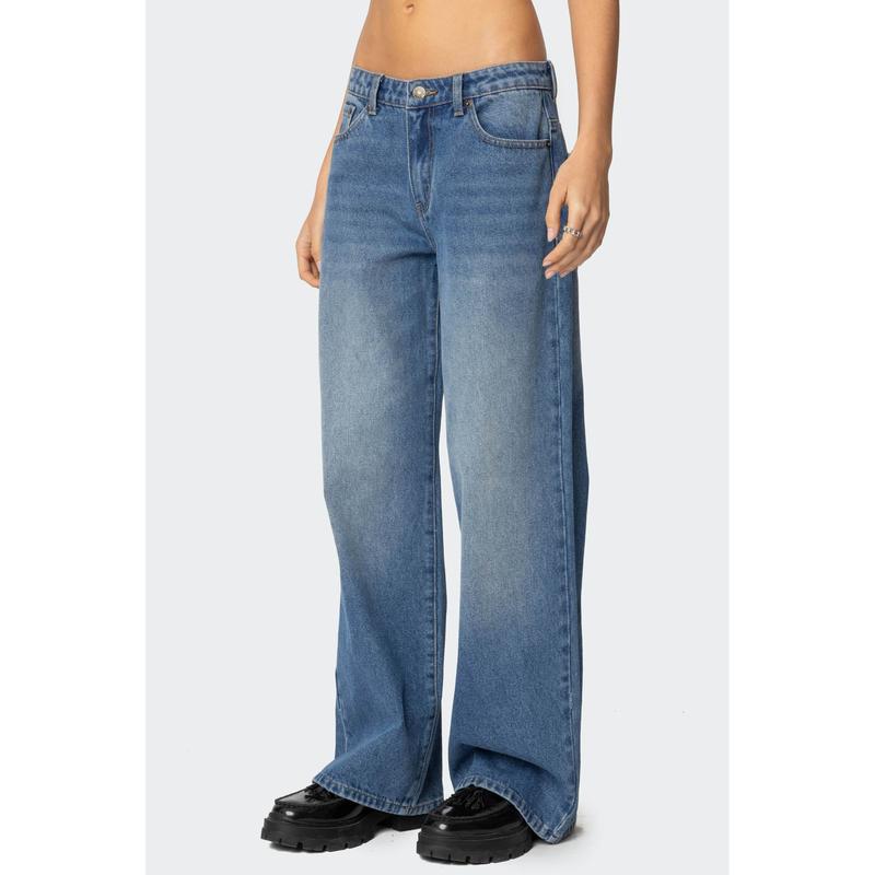 Nyc Washed Low Rise Jeans